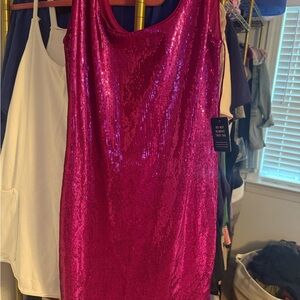 Express Pink Sequin Bodycon Mini Dress